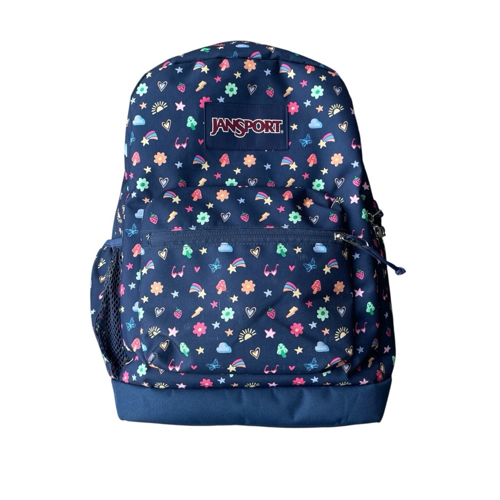Jansport Cross Town Backpack Slice of Fun Pattern Rainbows Stars and Flower